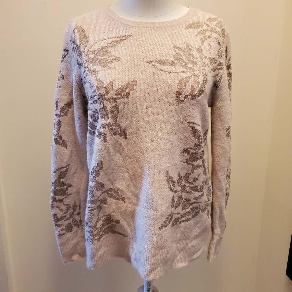 A New Day Pastel Blush Pink Leaf Sweater